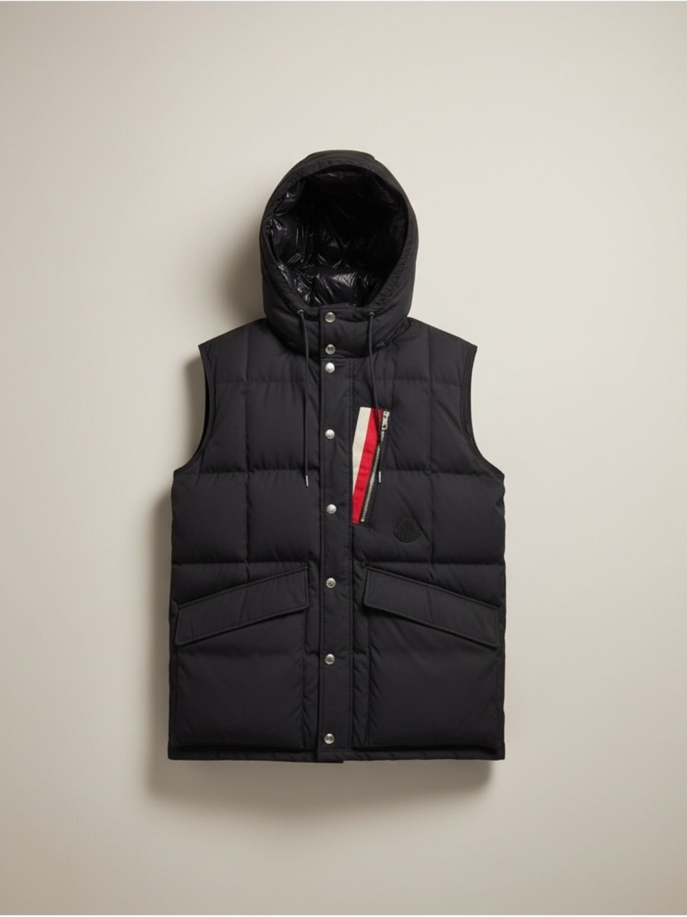 Moncler Navy Quilted Hooded Down Vest